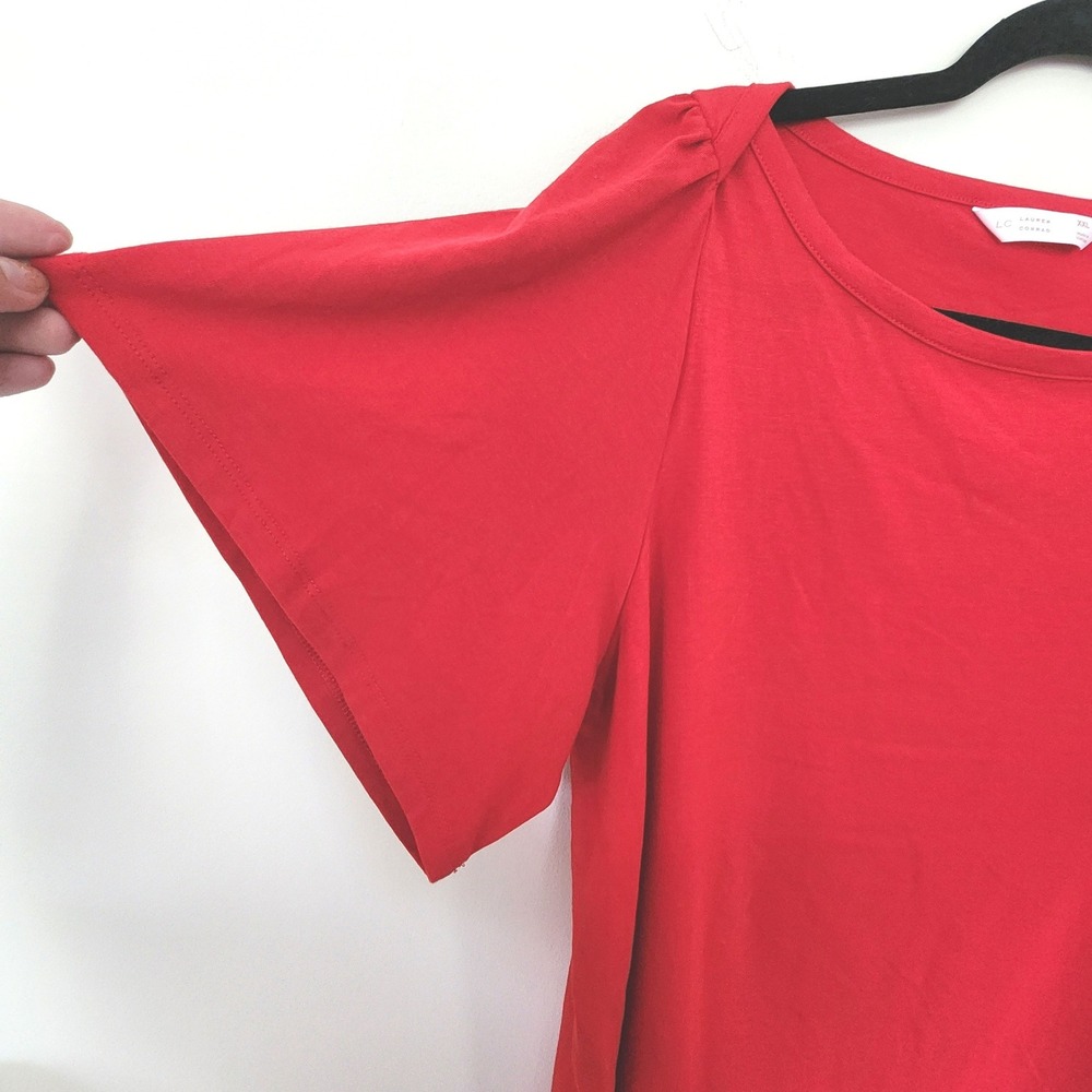 LC Lauren Conrad Womens XXL Red Flutter Sleeve Scoop Neck Knit Top Party Office